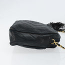 CHANEL Chain Shoulder Bag Lamb Skin Black Gold CC Auth BA7827-3