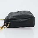 CHANEL Chain Shoulder Bag Lamb Skin Black Gold CC Auth BA7827-4