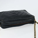 CHANEL Chain Shoulder Bag Lamb Skin Black Gold CC Auth BA7827-6