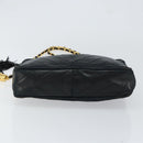 CHANEL Chain Shoulder Bag Lamb Skin Black Gold CC Auth BA7827-5