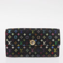 LOUIS VUITTON Monogram Multicolor Wallet 2 Set White Black LV Auth BA7831-11