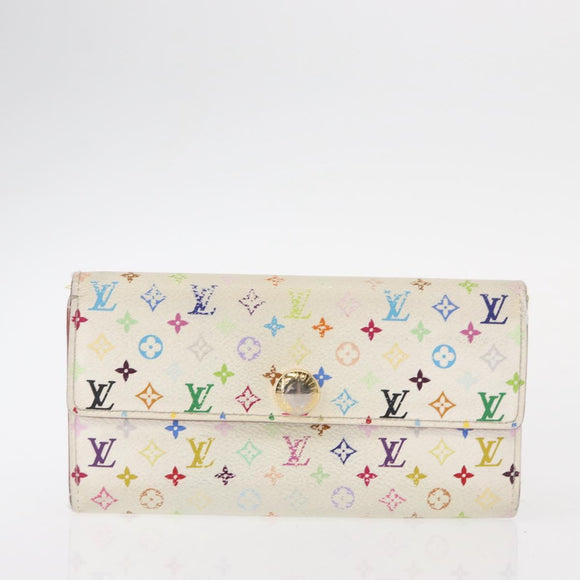 LOUIS VUITTON Monogram Multicolor Wallet 2 Set White Black LV Auth BA7831