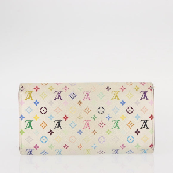 LOUIS VUITTON Monogram Multicolor Wallet 2 Set White Black LV Auth BA7831