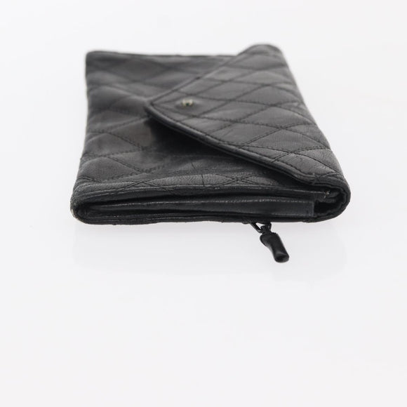 CHANEL Wallet Leather 5 Set Beige Black CC Auth BA7834