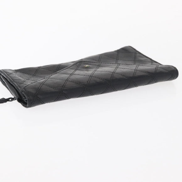 CHANEL Wallet Leather 5 Set Beige Black CC Auth BA7834