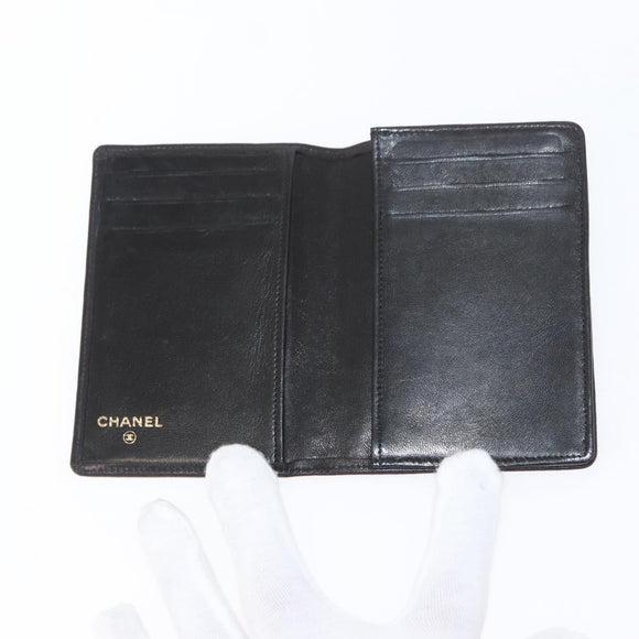 CHANEL Wallet Leather 5 Set Beige Black CC Auth BA7834