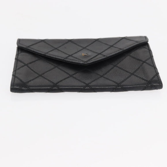 CHANEL Wallet Leather 5 Set Beige Black CC Auth BA7834