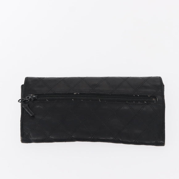 CHANEL Wallet Leather 5 Set Beige Black CC Auth BA7834