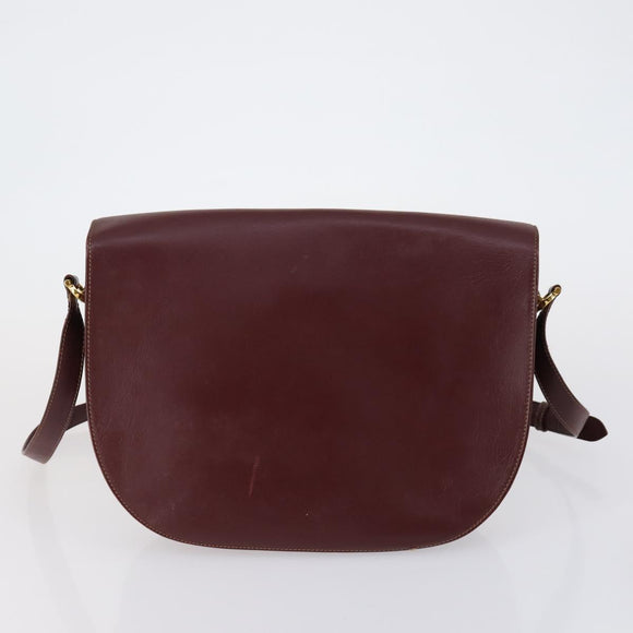 CARTIER Must Line Shoulder Bag Leather 2 Set Bordeaux Auth BA7836