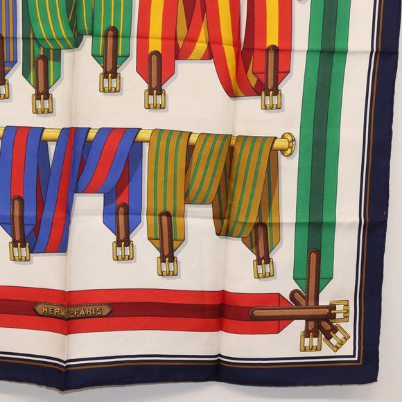 HERMES Carre 90 Scarf Silk ""J.METZ"" Navy Auth BA7837