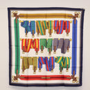 HERMES Carre 90 Scarf Silk ""J.METZ"" Navy Auth BA7837-13