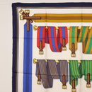 HERMES Carre 90 Scarf Silk ""J.METZ"" Navy Auth BA7837-2