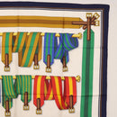 HERMES Carre 90 Scarf Silk ""J.METZ"" Navy Auth BA7837-4