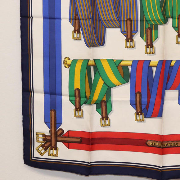 HERMES Carre 90 Scarf Silk ""J.METZ"" Navy Auth BA7837