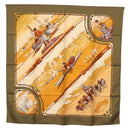 HERMES Carre 90 Scarf Silk ""GRONLAND"" Khaki Auth BA7838-1