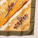 HERMES Carre 90 Scarf Silk ""GRONLAND"" Khaki Auth BA7838-10