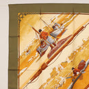 HERMES Carre 90 Scarf Silk ""GRONLAND"" Khaki Auth BA7838-2