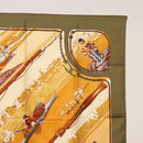 HERMES Carre 90 Scarf Silk ""GRONLAND"" Khaki Auth BA7838-4