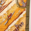 HERMES Carre 90 Scarf Silk ""GRONLAND"" Khaki Auth BA7838-7