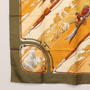 HERMES Carre 90 Scarf Silk ""GRONLAND"" Khaki Auth BA7838-8