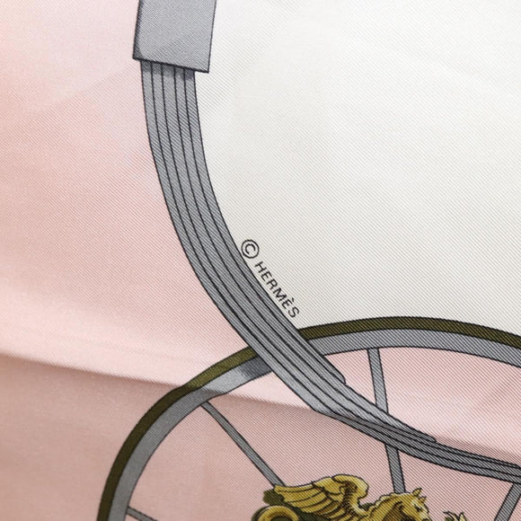 HERMES Carre 90 Scarf Silk ""SPRINGS"" Pink Auth BA7839