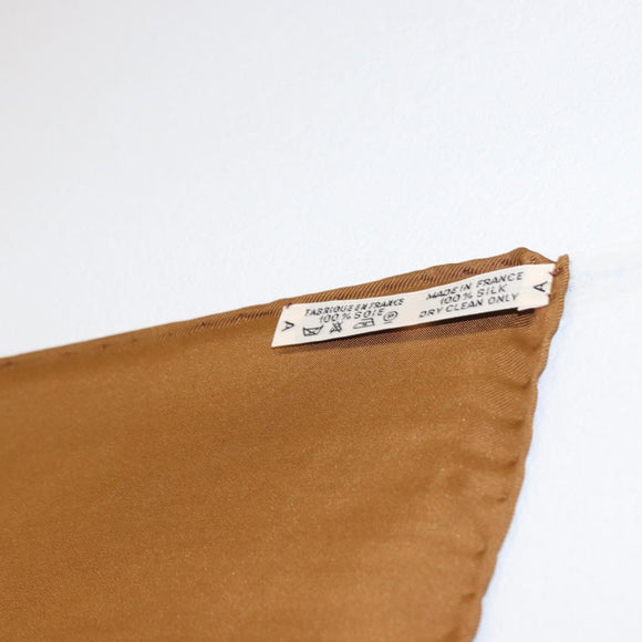 HERMES Carre 90 Scarf Silk ""OISEAUX MIGRATEURS"" Brown Auth BA7840