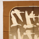 HERMES Carre 90 Scarf Silk ""OISEAUX MIGRATEURS"" Brown Auth BA7840-2