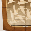 HERMES Carre 90 Scarf Silk ""OISEAUX MIGRATEURS"" Brown Auth BA7840-8