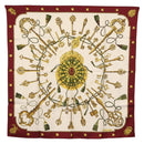 HERMES Carre 90 Scarf Silk ""Les Clés"" Bordeaux Auth BA7841-1