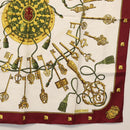 HERMES Carre 90 Scarf Silk ""Les Clés"" Bordeaux Auth BA7841-10