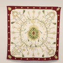 HERMES Carre 90 Scarf Silk ""Les Clés"" Bordeaux Auth BA7841-12