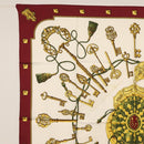 HERMES Carre 90 Scarf Silk ""Les Clés"" Bordeaux Auth BA7841-2