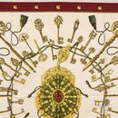 HERMES Carre 90 Scarf Silk ""Les Clés"" Bordeaux Auth BA7841-3