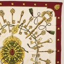 HERMES Carre 90 Scarf Silk ""Les Clés"" Bordeaux Auth BA7841-4