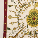 HERMES Carre 90 Scarf Silk ""Les Clés"" Bordeaux Auth BA7841-5