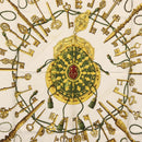 HERMES Carre 90 Scarf Silk ""Les Clés"" Bordeaux Auth BA7841-6