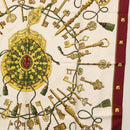 HERMES Carre 90 Scarf Silk ""Les Clés"" Bordeaux Auth BA7841-7