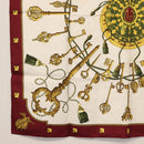 HERMES Carre 90 Scarf Silk ""Les Clés"" Bordeaux Auth BA7841-8