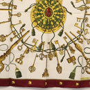 HERMES Carre 90 Scarf Silk ""Les Clés"" Bordeaux Auth BA7841-9