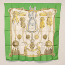 HERMES Carre 90 Scarf Silk ""Frontaux et cocardes"" Green Auth BA7842-12