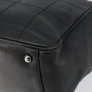 CHANEL Choco Bar Tote Bag Leather Black Silver CC Auth BA7844-9