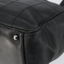 CHANEL Choco Bar Tote Bag Leather Black Silver CC Auth BA7844-15
