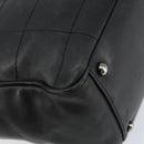CHANEL Choco Bar Tote Bag Leather Black Silver CC Auth BA7844-16