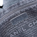 CHANEL Choco Bar Tote Bag Leather Black Silver CC Auth BA7844-17