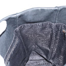 CHANEL Choco Bar Tote Bag Leather Black Silver CC Auth BA7844-18