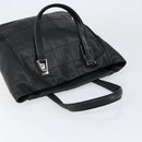 CHANEL Choco Bar Tote Bag Leather Black Silver CC Auth BA7844-6