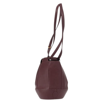 CARTIER Must Line Shoulder Bag Leather Bordeaux Gold Auth BA7848