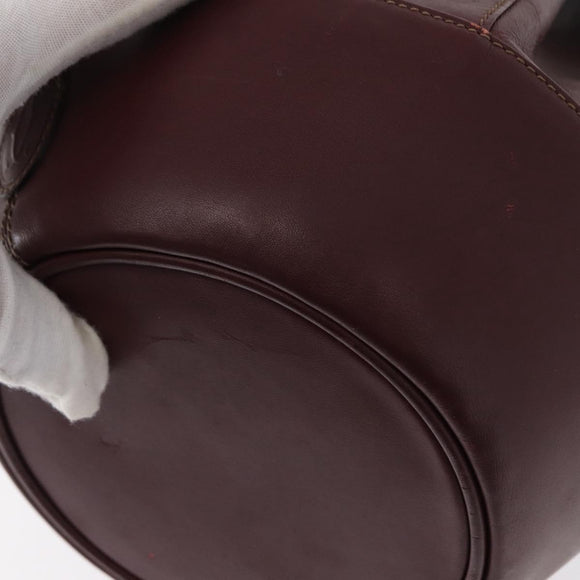 CARTIER Must Line Shoulder Bag Leather Bordeaux Gold Auth BA7848