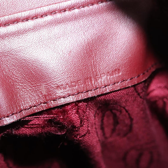 CARTIER Must Line Shoulder Bag Leather Bordeaux Gold Auth BA7848