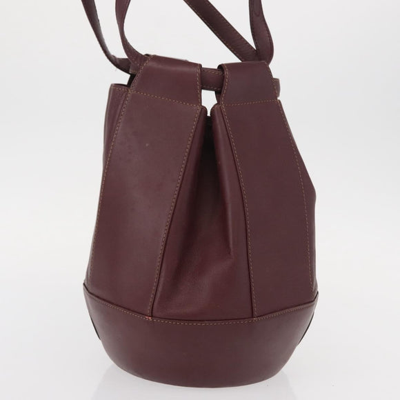CARTIER Must Line Shoulder Bag Leather Bordeaux Gold Auth BA7848